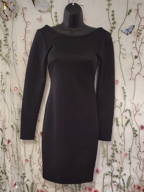 Kardashian Kollection Black Long-Sleeve Ponte Sheath Dress